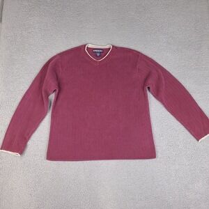 Vintage Aeropostale Sweater Mens Medium Red Burgundy V-Neck Long Sleeve Pullover